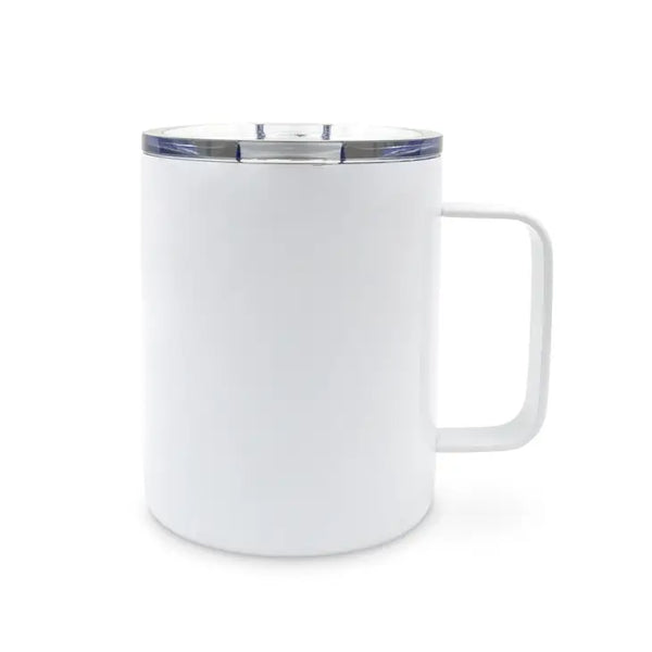 14 oz. Insulated White Metal Travel Coffee Mug - Blank