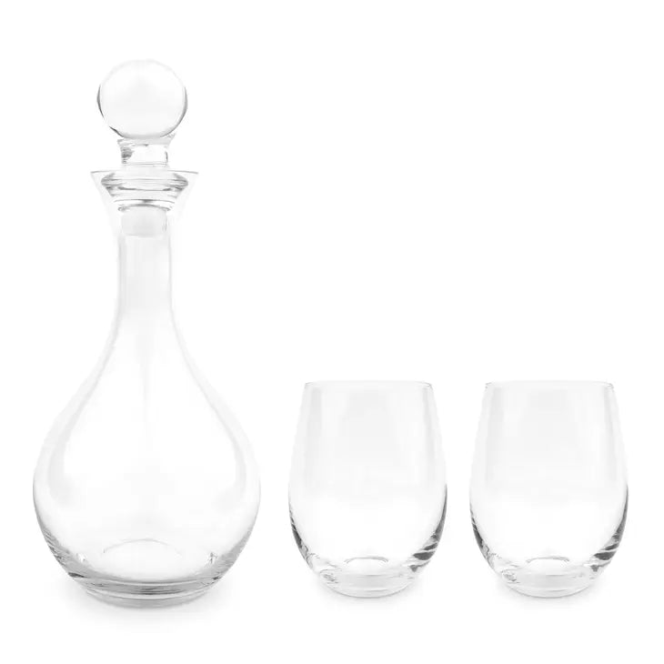 Glass Decanter Gift Set with Wine Glasses - Blank