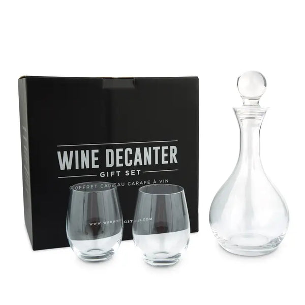 Glass Decanter Gift Set with Wine Glasses - Blank