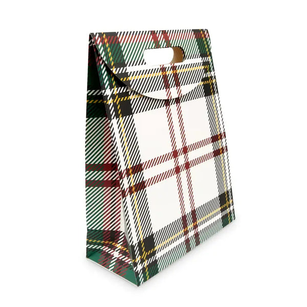 Paper Christmas Wrapping Gift Bag With Handles - Tartan Plaid