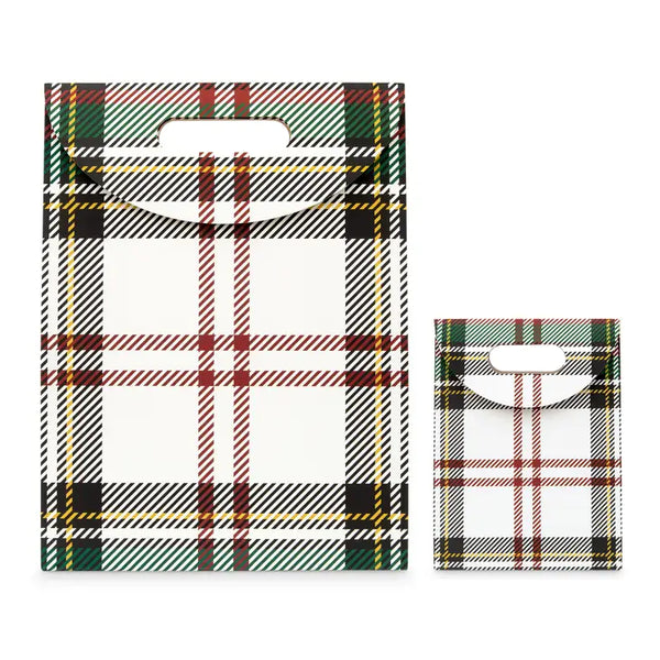 Paper Christmas Wrapping Gift Bag With Handles - Tartan Plaid