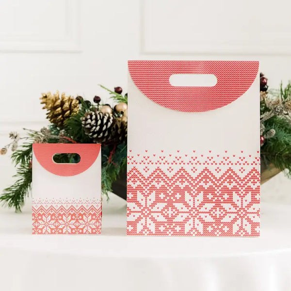 Knit Sweater Snowflake Paper Gift Bag With Handle