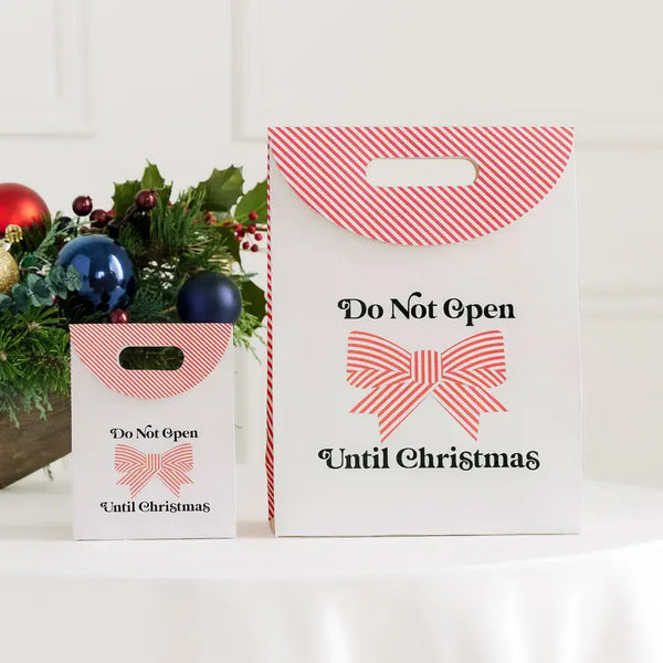 Paper Christmas Wrapping Gift Bag With Handles - Do Not Open