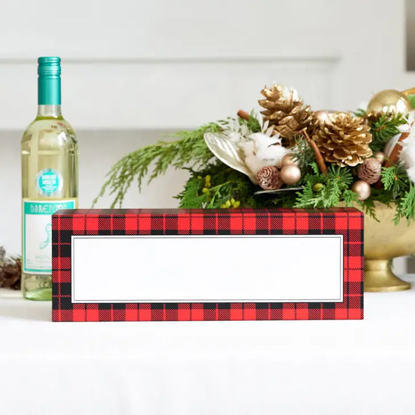 Buffalo Plaid Wine Gift Box with Magnetic Lid