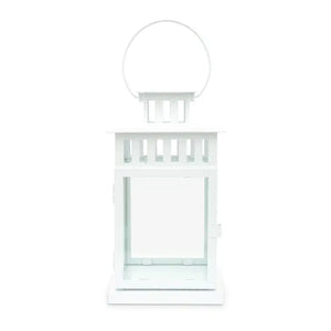 Large Square Decorative Metal Hanging Lantern - White