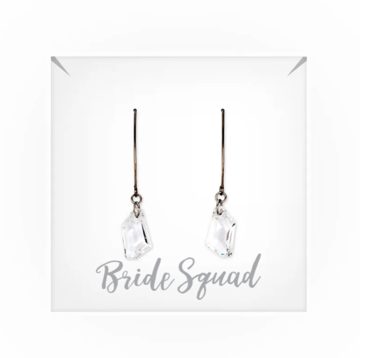 Personalized Swarovski Crystal Wedding Drop Earrings - Bride Squad