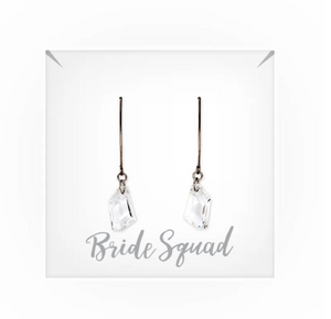 Personalized Swarovski Crystal Wedding Drop Earrings - Bride Squad