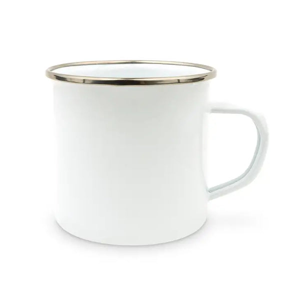 Plain White Enamel Stainless Steel Coffee Mug