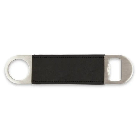 Faux Leather Wrapped Bar Blade Bottle Opener - Black