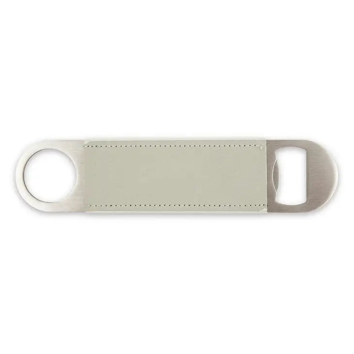 Faux Leather Wrapped Bar Blade Bottle Opener - Gray