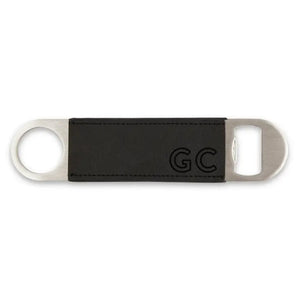 Personalized Faux Leather Wrapped Bar Blade Bottle Opener - Line Initials