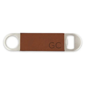 Personalized Faux Leather Wrapped Bar Blade Bottle Opener - Initials