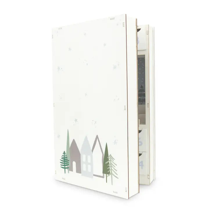 Reusable Plain Fillable Wooden Advent Drawer Christmas Calendar - Winter Cottages