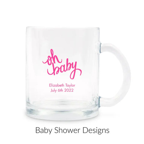 Personalised 11 oz. Clear Glass Coffee Mug Favour - Baby Shower | More Occasions