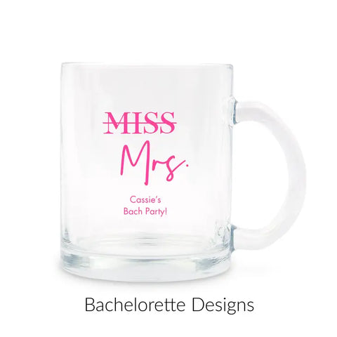 Personalised 11 oz. Clear Glass Coffee Mug Wedding Favour - Bachelorette | More Occasions