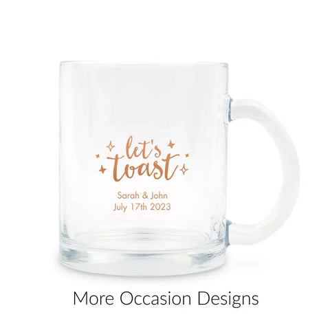 Personalised 11 oz. Clear Glass Coffee Mug Favour - More Occasions