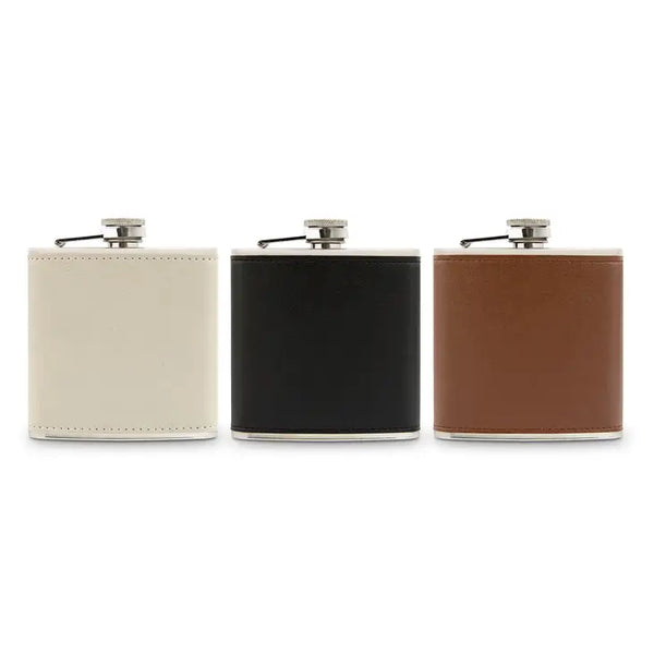 5 oz. Faux Leather Wrapped Stainless Steel Hip Flask - Blank