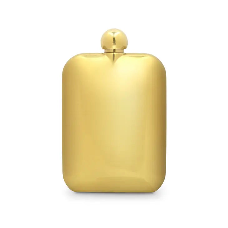 6 oz. Gold Stainless Steel Rounded Rectangle Flask