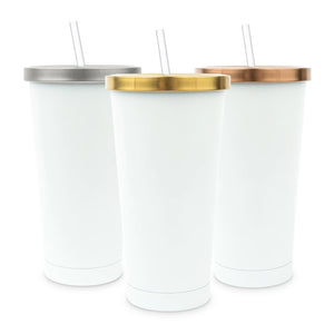 White Metal Drink Tumbler with Metallic Lid - Blank