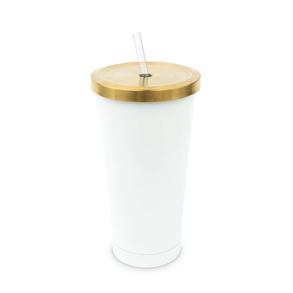 White Metal Drink Tumbler with Metallic Lid - Blank