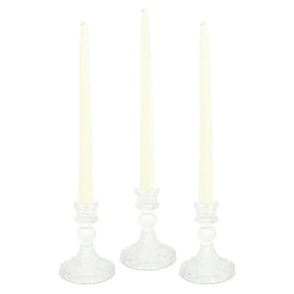 Vintage Style Pressed Glass Candle Holder – Clear – Set of 3