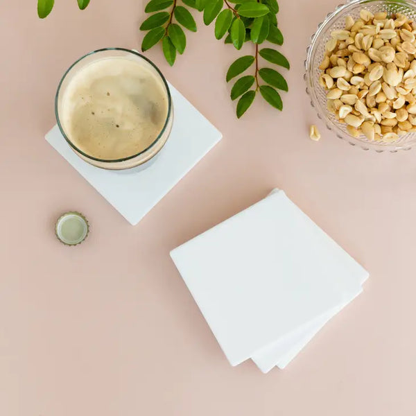 White Sandstone Coasters with Cork Backing - Blank - Set of 4