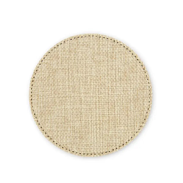 Round Burlap Drink Coasters with Holder - Blank - Set of 6