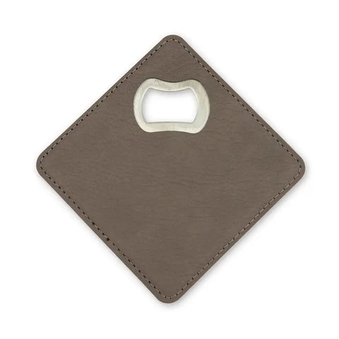 Gray Faux Leather Drink Coaster Favor with Bottle Opener - Blank | + Designs Available