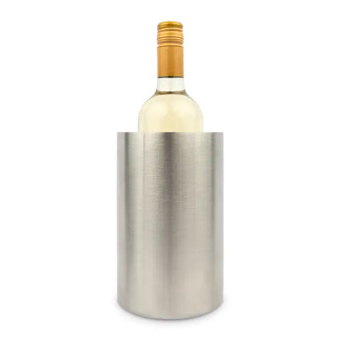 Silver Stainless Steel Double Wall Insulated Wine Bottle Cooler - Blank