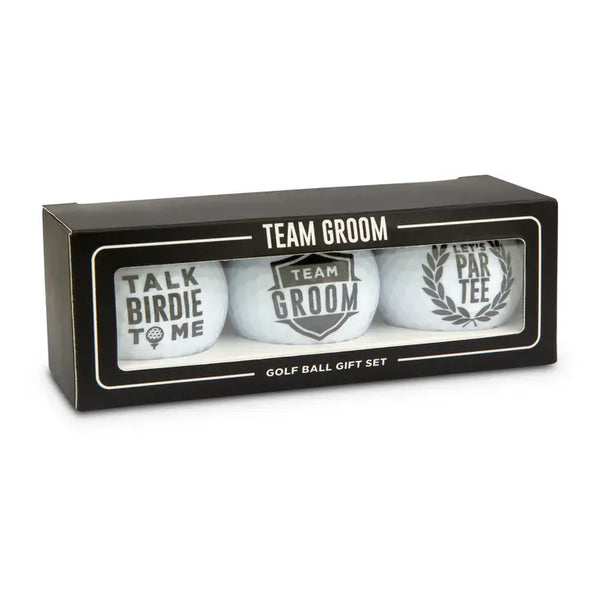 Printed Golf Balls for Wedding Favor Gift - Team Groom - Set of 3