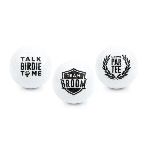 Printed Golf Balls for Wedding Favor Gift - Team Groom - Set of 3