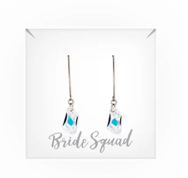 Personalized Swarovski Crystal Wedding Drop Earrings - Bride Squad