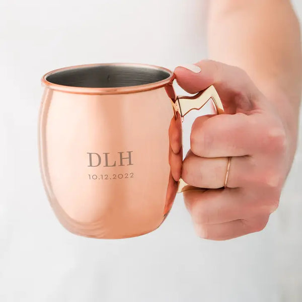 Personalized Engraved 19 oz. Copper Moscow Mule Drink Mug - Classic Monogram