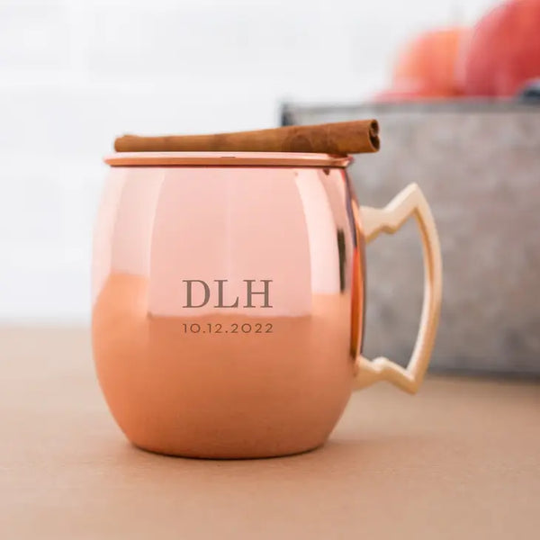 Personalized Engraved 19 oz. Copper Moscow Mule Drink Mug - Classic Monogram