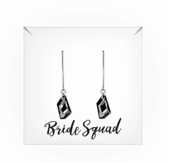 Personalized Swarovski Crystal Wedding Drop Earrings - Bride Squad