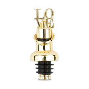 Gold Metal Wine Bottle Stopper & Pourer - Love