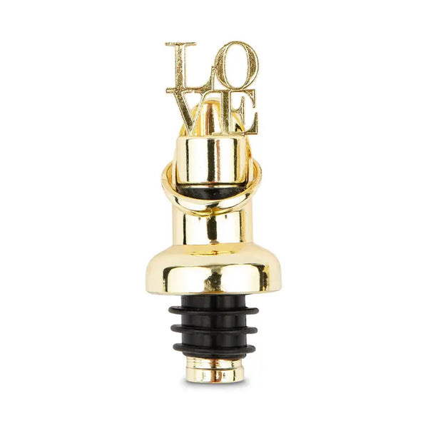 Gold Metal Wine Bottle Stopper & Pourer - Love