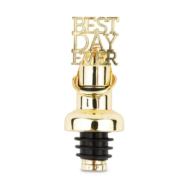 Gold Metal Wine Bottle Stopper & Pourer - Best Day Ever