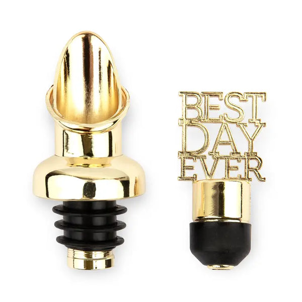 Gold Metal Wine Bottle Stopper & Pourer - Best Day Ever