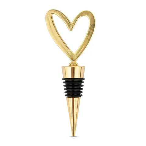 Gold Metal Wine Bottle Stopper - Heart