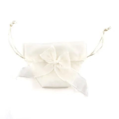 12 x Organza Drawstring Favour Bags With Bow - Ivory