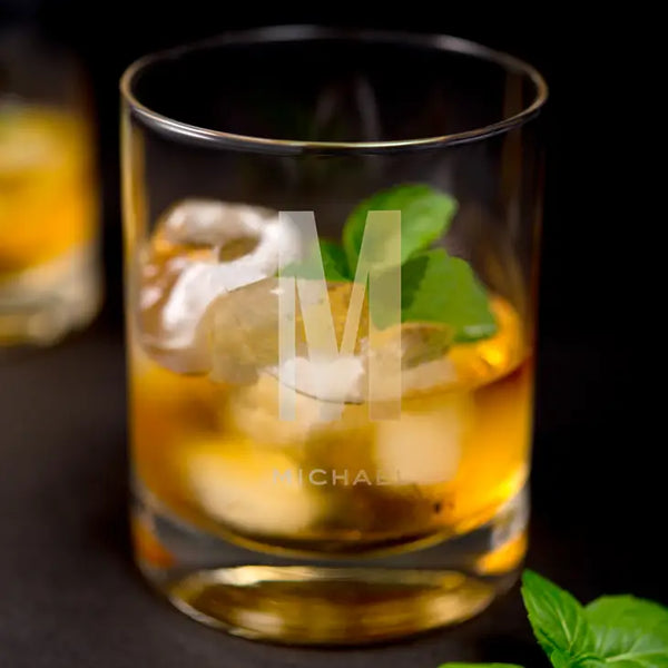 Personalized Whiskey Glass - Single Monogram Initial