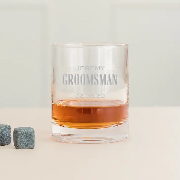 Personalized Whiskey Glass - Modern Groomsman