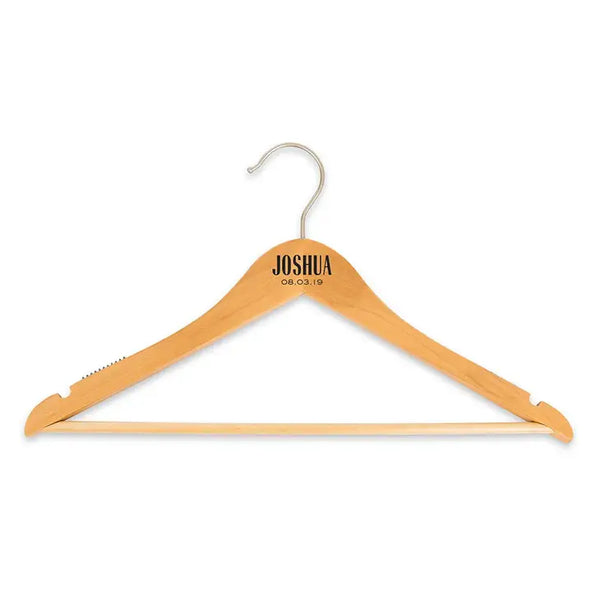 Personalized Wooden Wedding Party Clothes Hanger - Sans Serif Name