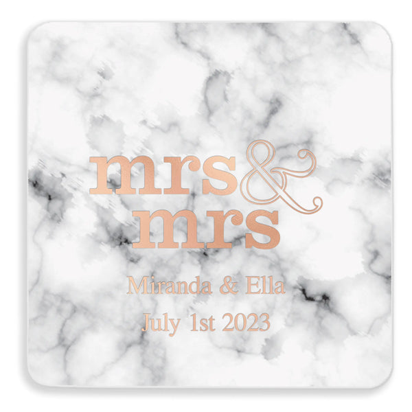 Personalized Marble Paper Coasters - Square - Same Sex