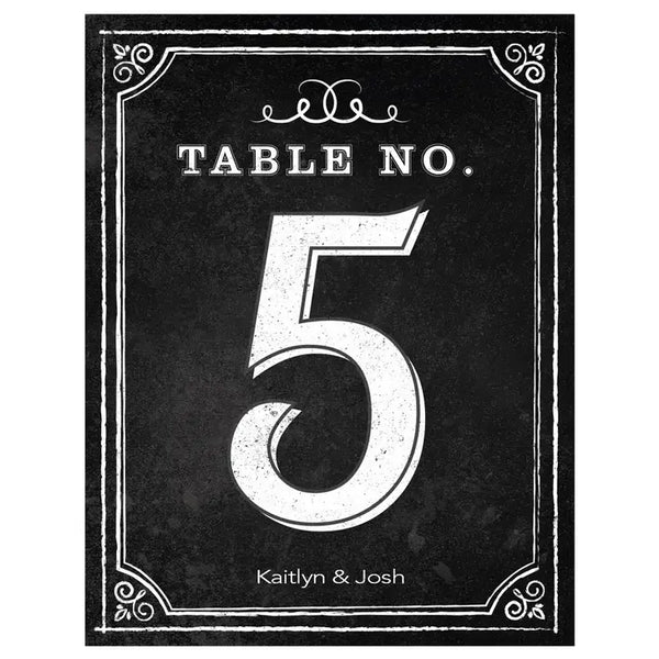 Table Numbers With Chalkboard Print Designs