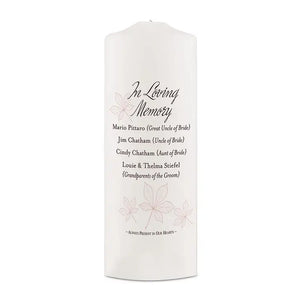 Personalized White or Ivory Wedding Memorial Candle - Autumn Leaves