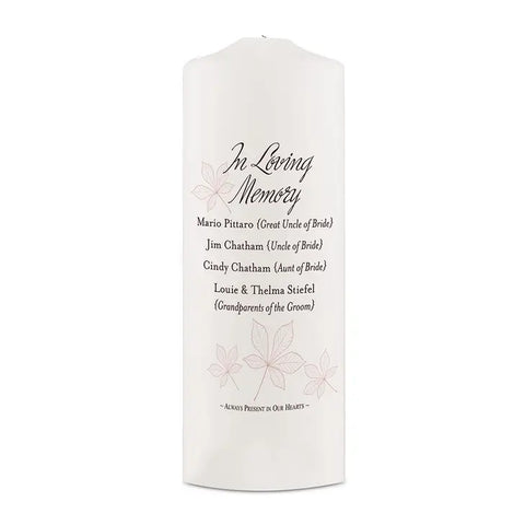 Personalized White or Ivory Wedding Memorial Candle - Autumn Leaves