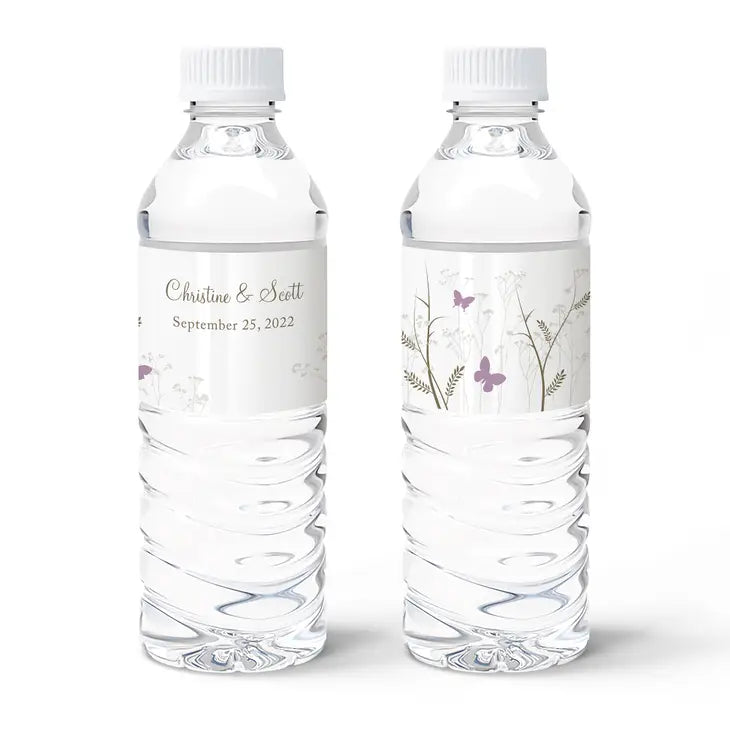 Personalized Water Bottle Labels - Romantic Butterfly