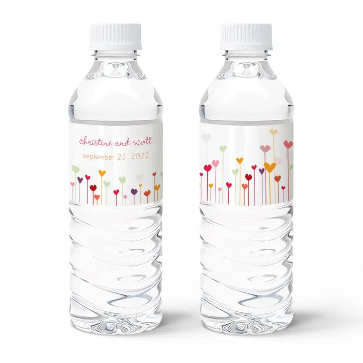 Personalized Water Bottle Labels - Hearts